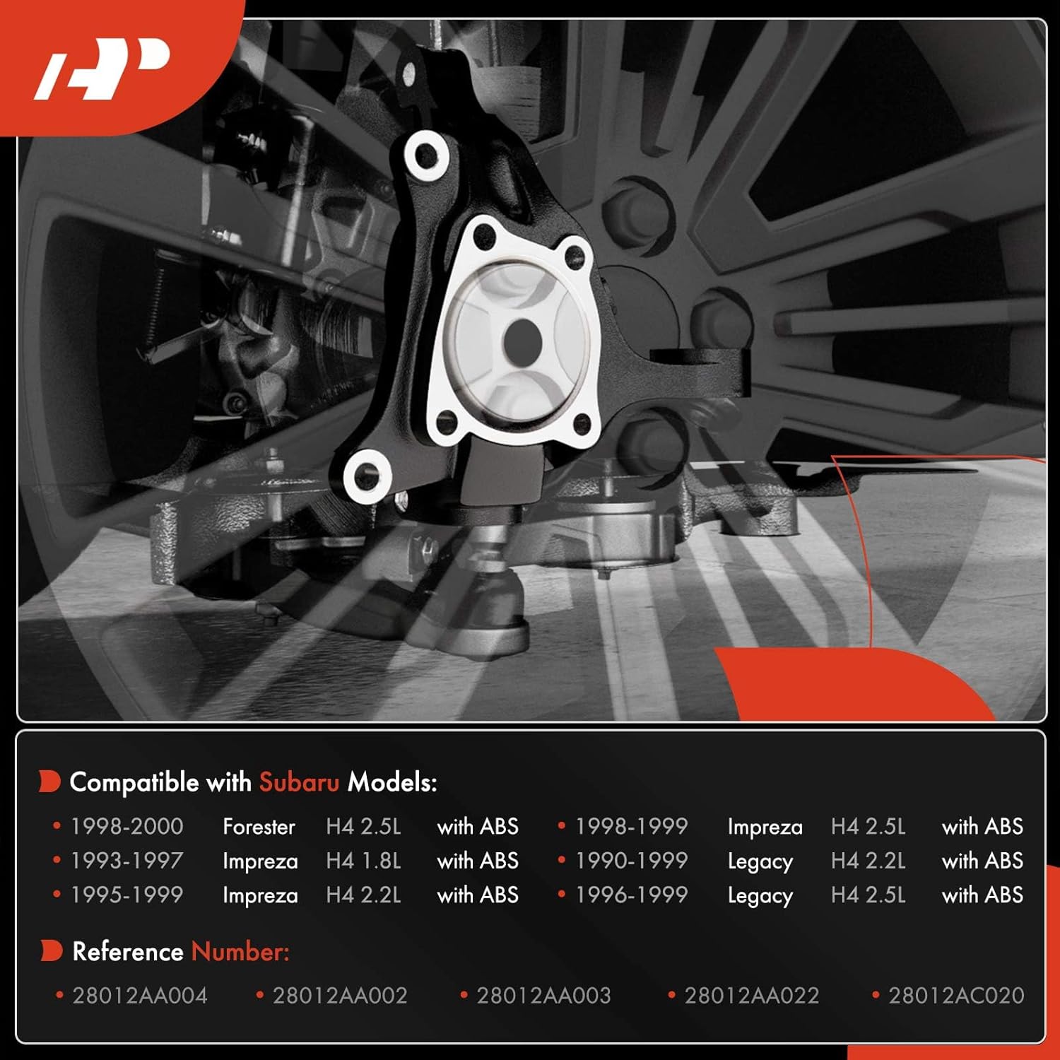 A-Premium Front Suspension Steering Knuckle Compatible with Subaru Forester 1998-2000, Impreza 1993-1999, Legacy 1990-1999, with ABS, Right Passenger Side