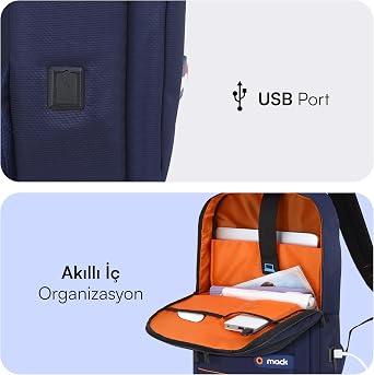 Mack Office MCC-006BL 15.6 inch Laptop Backpack, Mackbook Backpack, Computer and Notebook Bag, Women Men's Computer Business Bag, University School Bag, Navy Blue