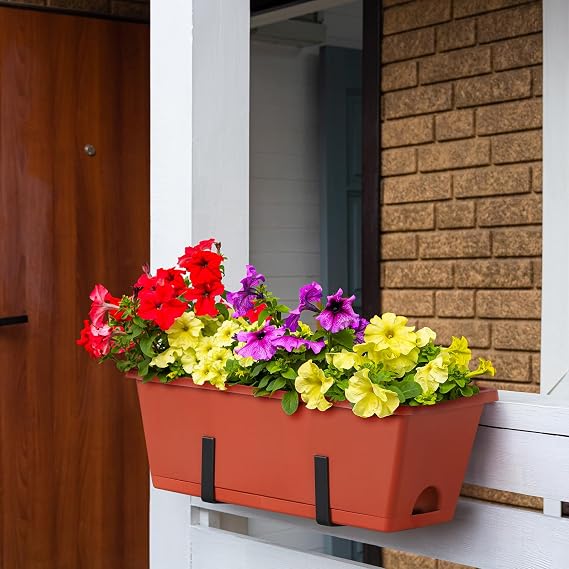 Window Boxes Planters 17 Railing Planter Box with Adjustable Brackets