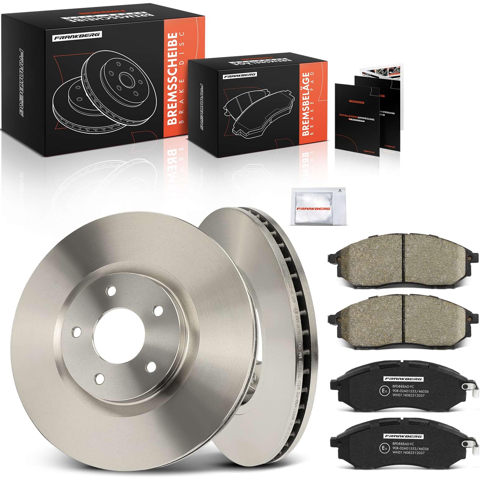 Frankberg Set freni incl. 2x Dischi Freno + 4x Pastiglie dei Freni Anteriore Compatibile con Qashqai +2 I J10 NJ10 1.6 1.5 dCi 1.6 dCi 1.6 dCi AWD 2.0 Replace# 41060AR090