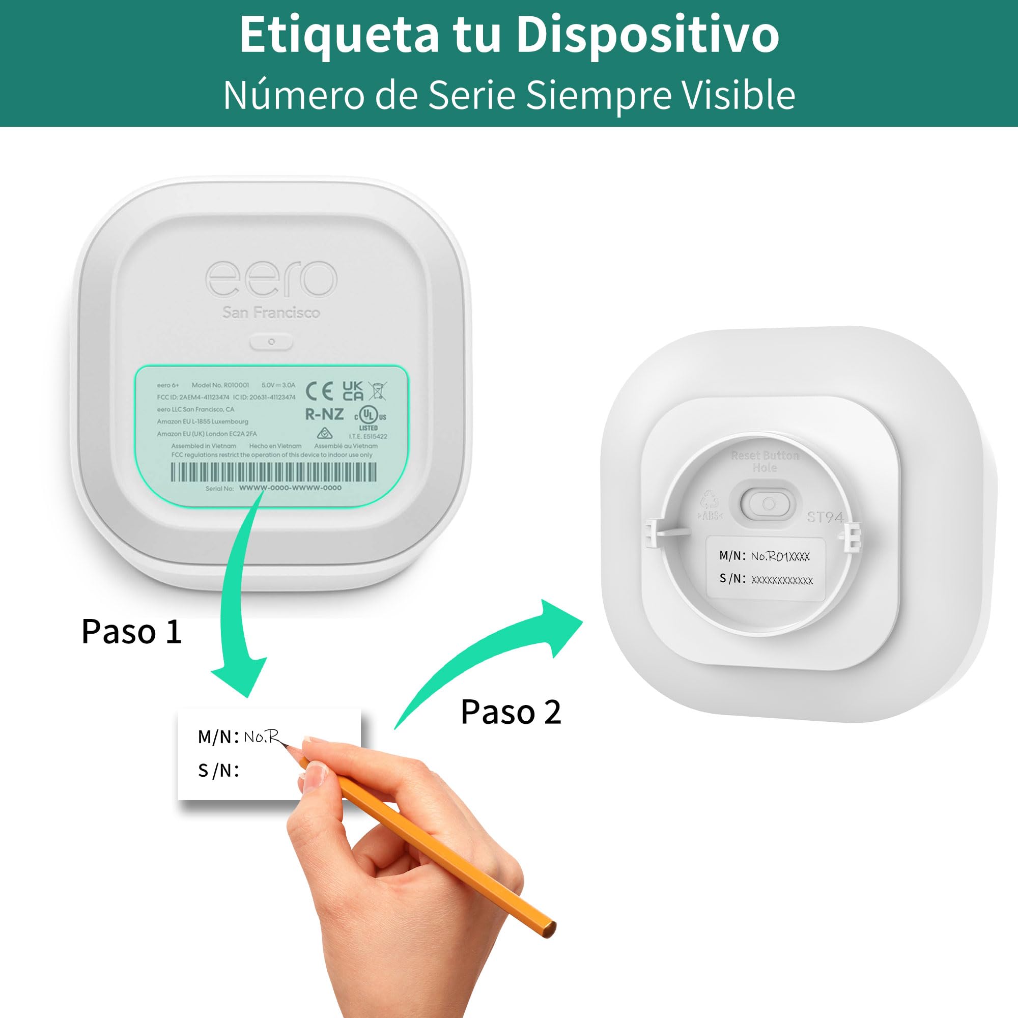 HomeMount eero - Soporte de pared para eero 7 / Pro 6E / Pro 6/6+ / 6, oculta cables de enrutador y libera espacio, soporte de pared para una mejor señal WiFi y configuración limpia (1 paquete, blanco