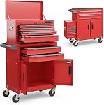 IRONMAX Rolling Tool Chest, 2-in-1 Widened Heavy Duty Steel 6-Drawer Tool Cabinet with Lockable Top Toolbox & 4 Universal Wheels, Detachable Tool Box Organizer for Garage Warehouse Repair Shop, Black