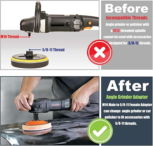 Miniatura 3 de Yakamoz 2 piezas de accesorio para amoladora angular M14 hembra a 58 "-11 adaptador macho Pulidor giratorio M14 a 58"-11 adaptador convertidor