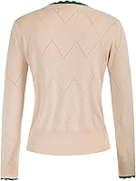 Vista 3 de Belle Poque Suéter de manga larga para mujer, cárdigan recortado