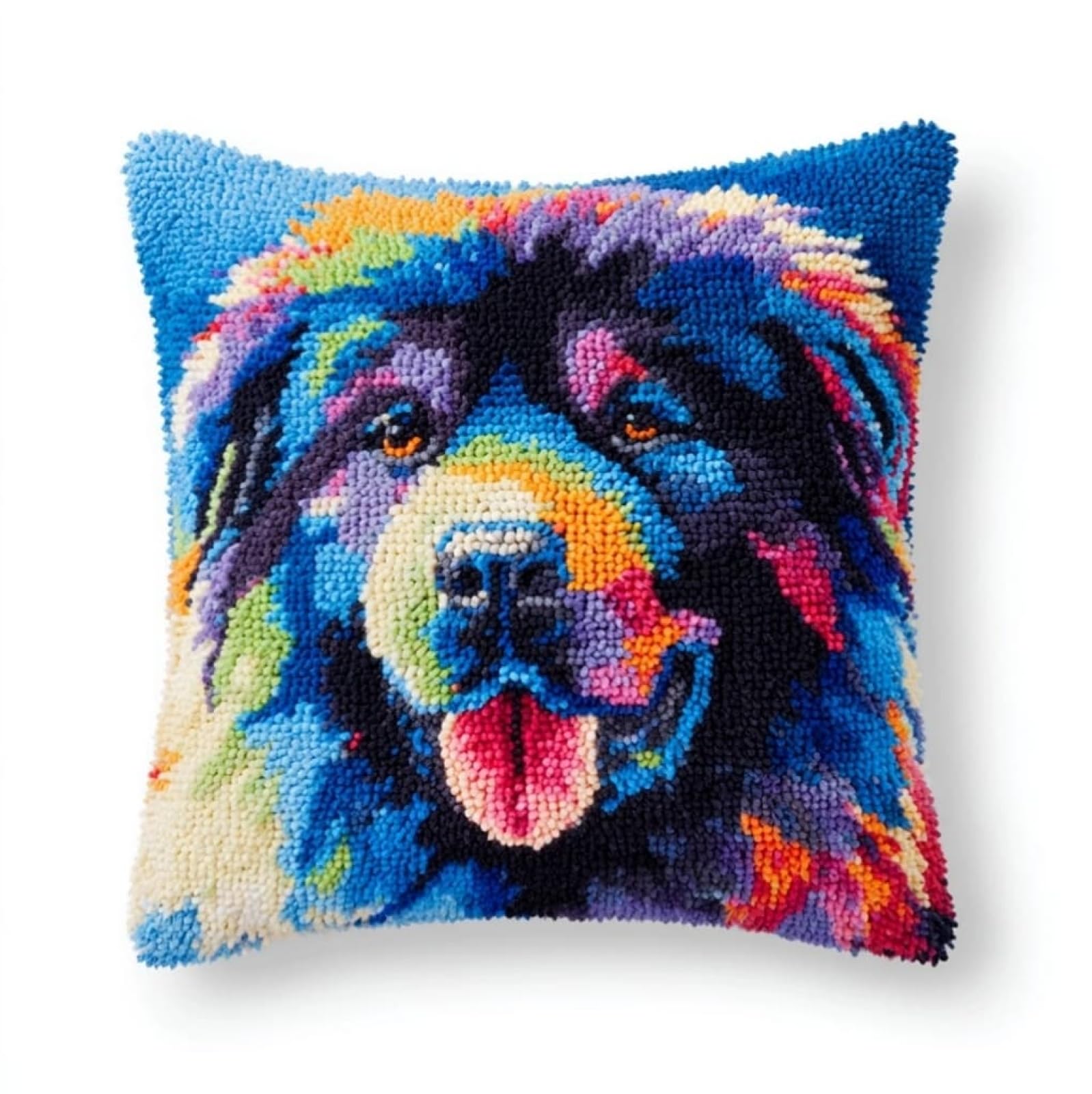 Axiangzik Latch Hook Cushion Kits For Adults,Caucasian Shepherd Dog Color Printed Canvas Diy Throw Pillow Cover,Beginners Handmade Needlework Crafts Home Decoration 17X17inch