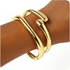 PEALICIOUS 2Pcs Chunky Bracelet for Women, Gold Arm Cuff Gold Bangle Minimalist Easter Gifts, Trendy Upper Arm Band Summer Jewelry
