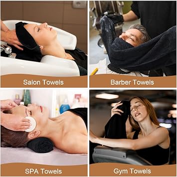 Orighty Salon Towels, 48 Pack Black Microfiber Hair Towel (16 x 29 Inch)