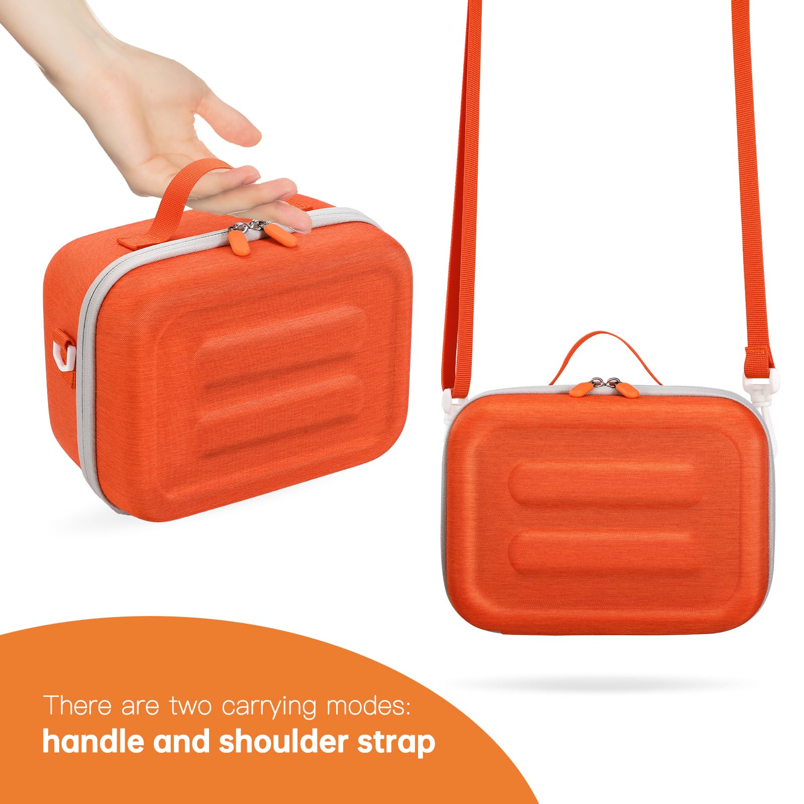 OURHZTB Travel Carrying Case Compatible with Yoto Player 3rd Generation Kids Audio Music Speaker, Hard Case Storage Bag for Audio Player & Headphone Accessories, with Shoulder Strap (Orange)
