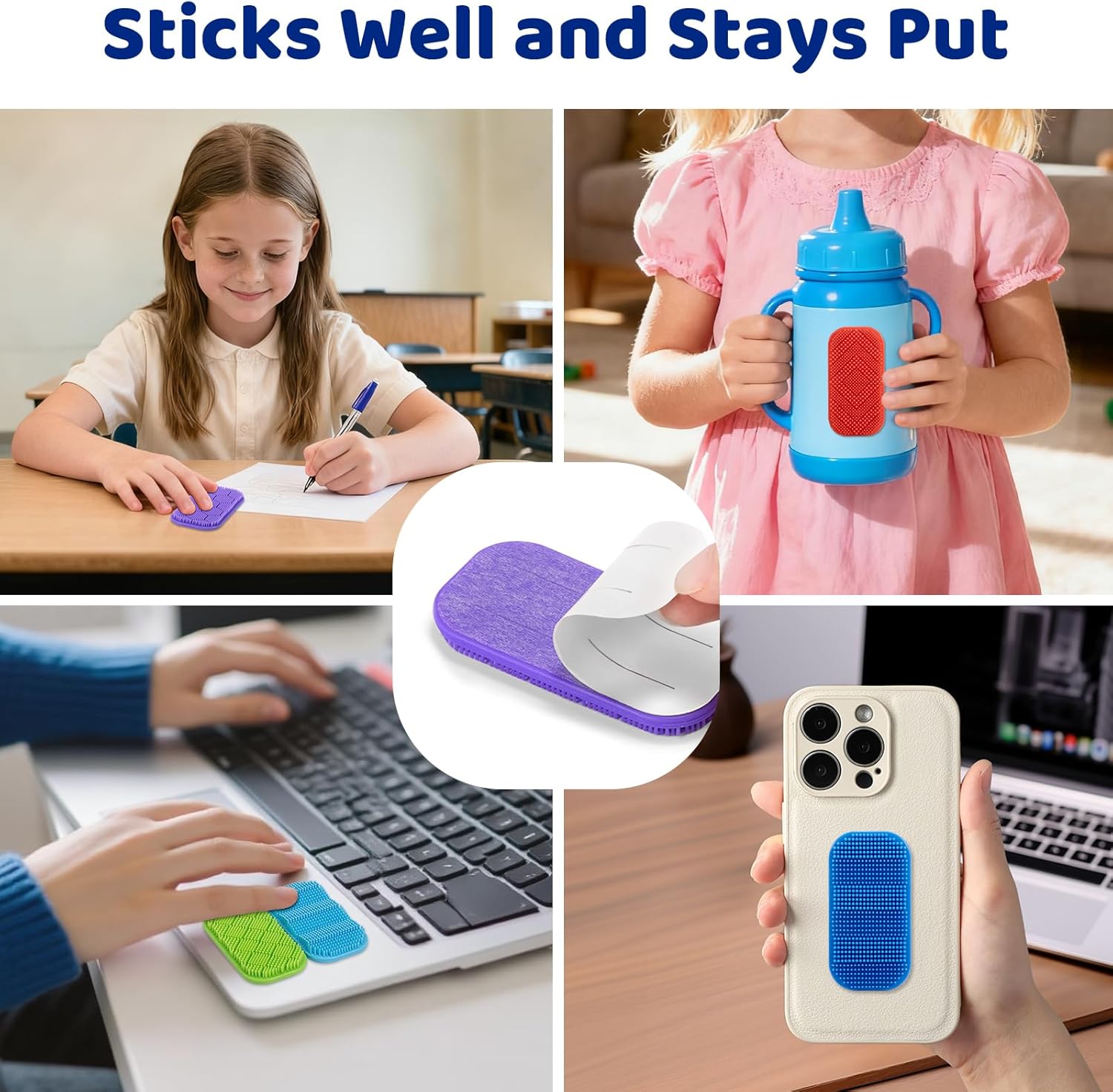 Bristle Tactile Sensory Stickers – 8PC Soft & Gentle Textured Fidget Strips for Kids & Adults – Calm Strips for Autism, ADHD, Anxiety Relief – Quiet Fidget Toys for School, Classroom, Desk & Gifts