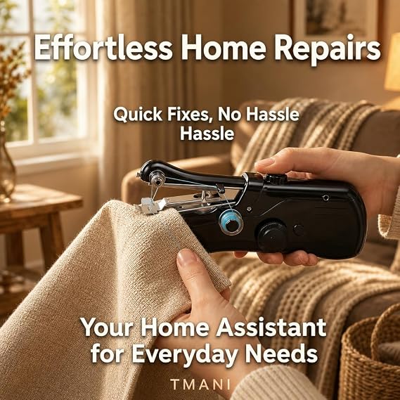 Handheld Sewing Machine,Cordless Mini Portable Sewing Machine for Beginners | Electronic Small Mending Machine for Quick Stitching, Hemming, DIY Crafts (Black)