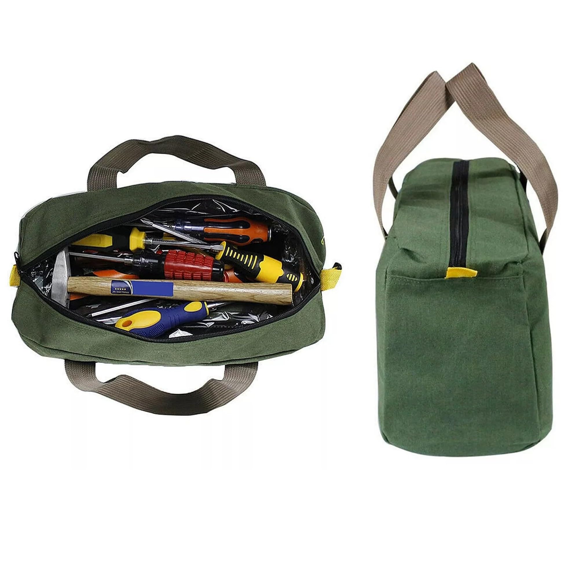 Retaaj Green Large Heavy Duty Canvas Tool Bag 16 Inch – Electrician Tool Tote & Tool Holdall, Multifunctional Portable Tool Storage Organiser For Technician, Plumbing, Gardening & Diy