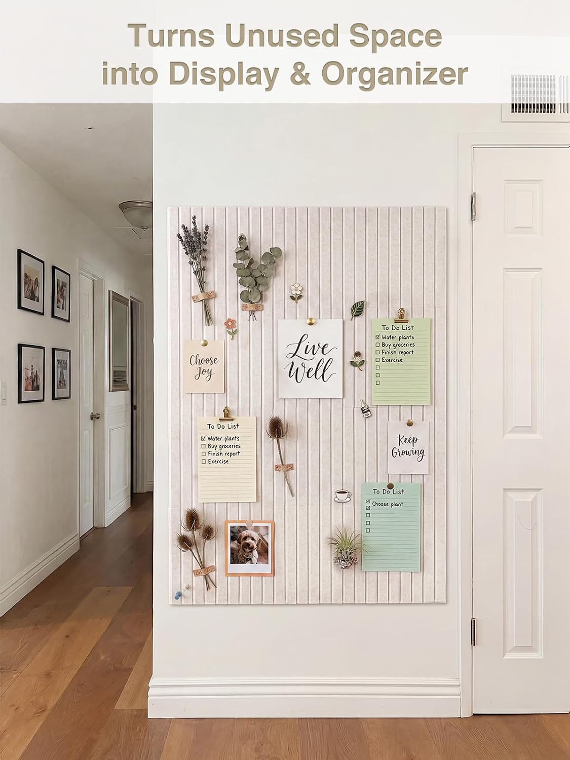 Large Felt Bulletin Board 12 Pack Tiles 48x36in Alternative to Cork Board | 11.8×11.8in Striped Felt Panels with 30 Push Pins & 60 Adhesive Tabs, Pin Board & Room Wall Decor for Home Office Classroomm