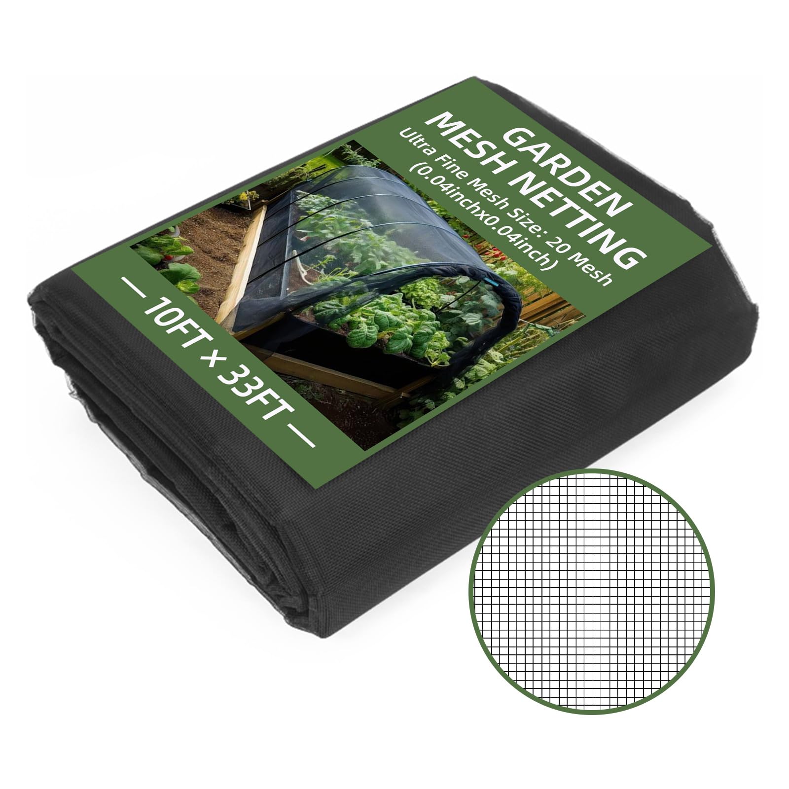 Thicker Garden Mesh Netting Barrier, 10FT x 33FT Ultra Fine Black Plant Netting Nano PPT Garden Netting Row Cover for Plants Vegetables Fruits Flowers Crops, 30% Shading Rate