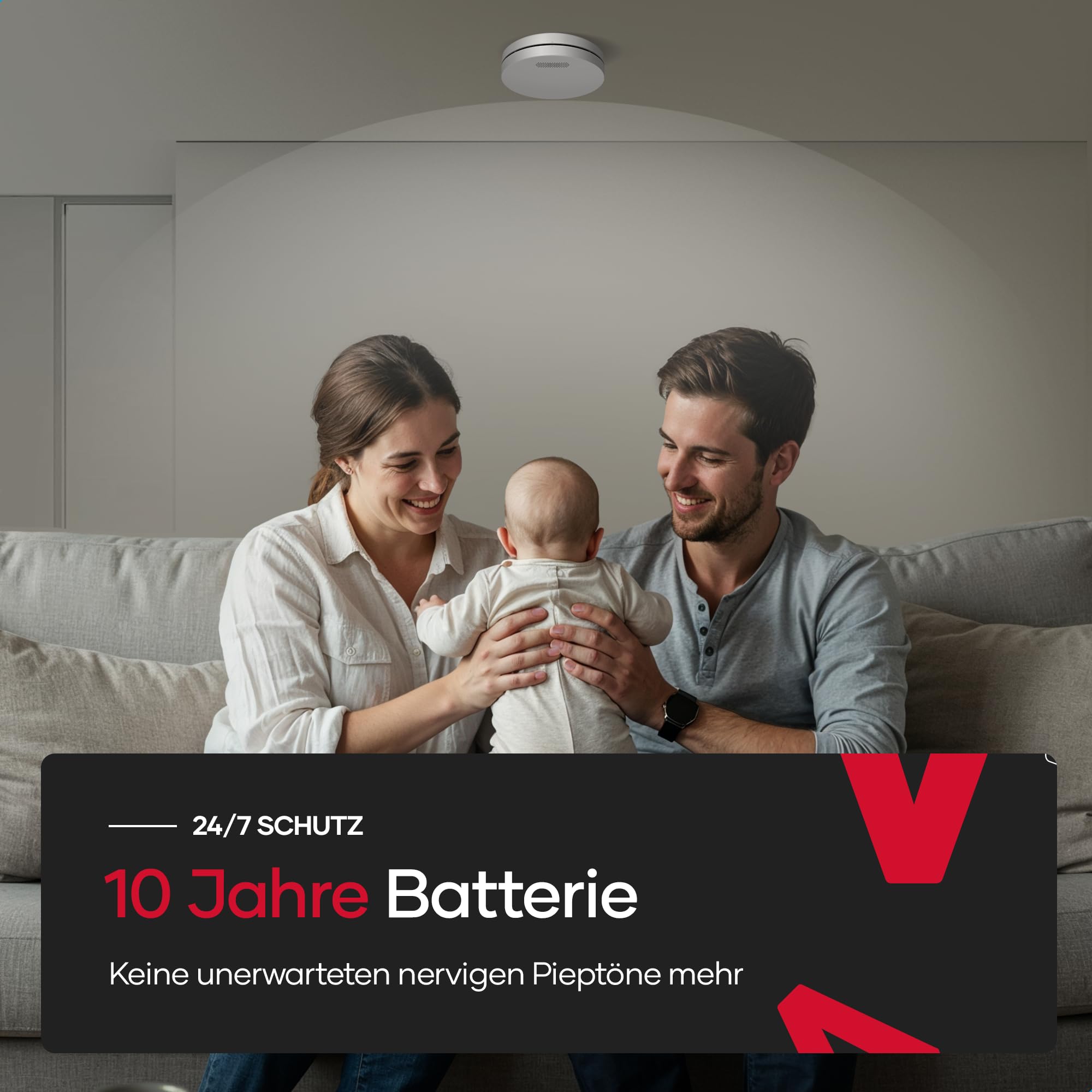 SAVS SM11R4 Funkvernetzter Rauchmelder 6er-Pack – 10 Jahre Batterie – Extra flaches Design – Kein LED-Licht – Montage ohne Bohren – Entspricht europäischer Norm – Vernetzbarer Feuermelder | 6er Set funkvernetzter Rauchwarnmelder mit integrierter 10-Jahres