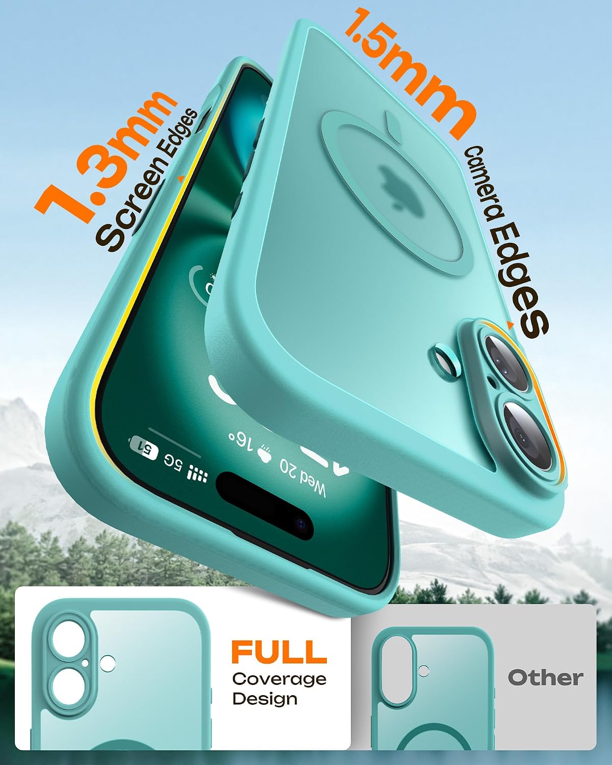 TOCOL for iPhone 16 Case, Compatible with MagSafe, Teal | Built-in Magnets, Full Camera & Military-Grade Protection, Anti-Slip Shockproof Translucent Matte Back Phone Cover