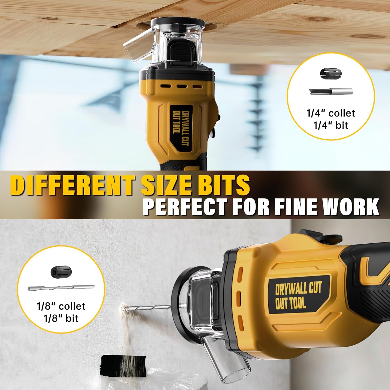 Cordless Drywall Cut-Out Tool for Dewalt 20V Battery, Brushless Rotary Saw, 30000 RPM, Adjustable Depth, Quick Bit Change, LED, Compact Spiral Saw for Cutting Wood Drywall,Sheetrock,Wood (Tool Only) - Image 7