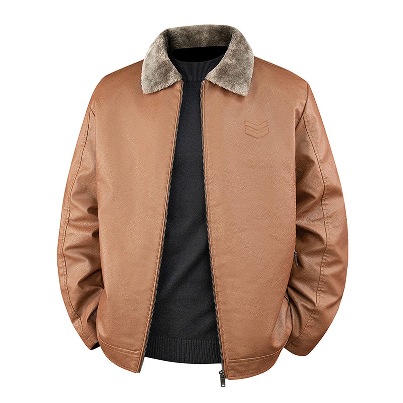 Blouson Moto Homme Veste en Similicuir avec Manteau Chaud d'hiver pour Les activités de Plein air, Design Tendance à col Montant, Durable, légère, Coupe-Vent, vêtements d'extérieur décontractés