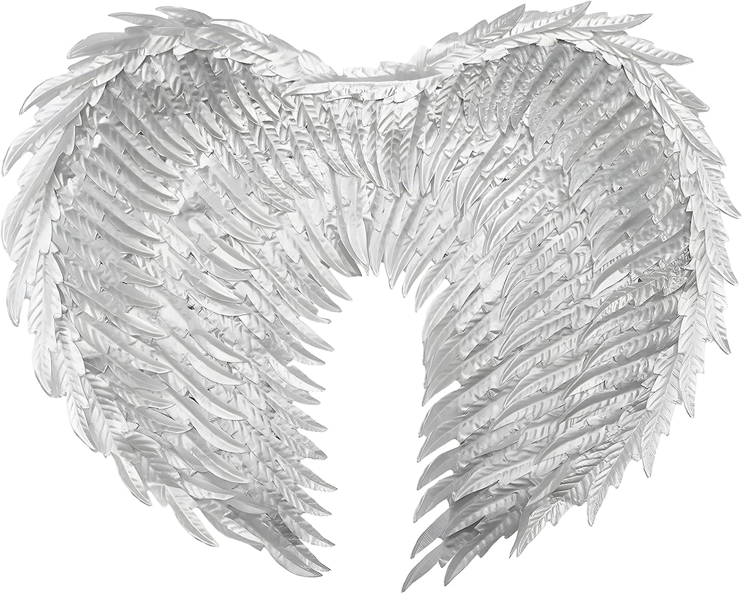 Angel Wings White, Feathered, Straps Costume, Lightweight Silver Foil Wings, Halloween Costumes, Cosplay Party Accessories