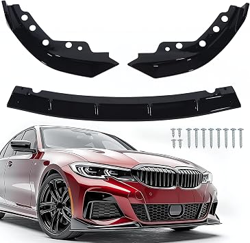 Front Bumper Lip Spoiler Splitter Body Kit ABS Fit for BMW G20 G28 M Sport 3 Series Sedan 330i 330e M340i 2019 2020 2021 2022 Gloss Black