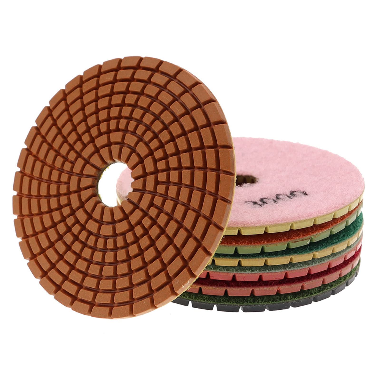 7 Unidades/juego De Almohadillas De Pulido De Diamante Super De 4 Pulgadas, Almohadilla De Pulido Húmedo Tipo Giro De 100mm Para Disco De Molienda De Suelo De Hormigón De Granito Y Mármol,3000
