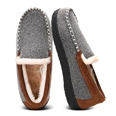Mens Fuzzy Moccasin Slippers Memory Foam Cozy Men Fluffy Warm Indoor Slippers for Winter Non-Slip Comfy Bedroom House