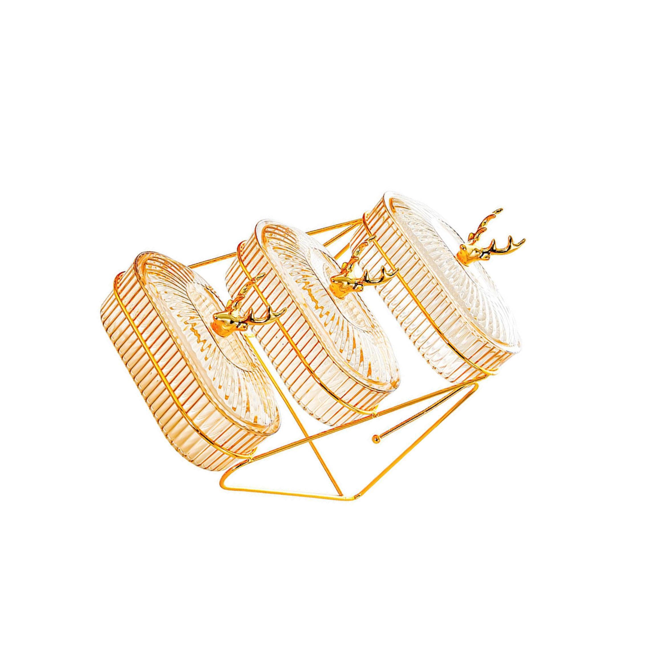 Pixzcsa Amber For Creative Condiment Tray Snack Plates Dried Fruit Dish Serving Platter Multipurpose Practical Bar Container Snack Dishes Appetizer Serving Tray Bar, 3 Layer