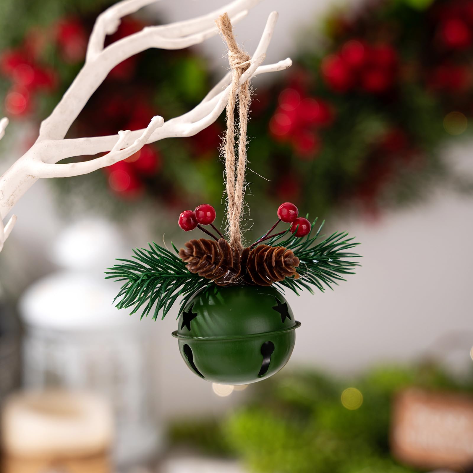 4 decorazioni natalizie da appendere alla porta, per albero di Natale per interni ed esterni, decorazioni per albero di Natale, campane
