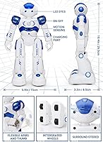 Vista 6 de KingsDragon - Robot RC, juguetes para niños, gestos y detección programable, robot inteligente a control remoto para niños de 3 a 8 años, regalo