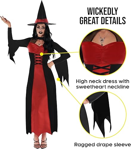 Miniatura 3 de Disfraz de bruja Morph para mujer (3 colores), disfraz de bruja malvada, disfraz de bruja para adultos, disfraz de bruja para mujer de Halloween