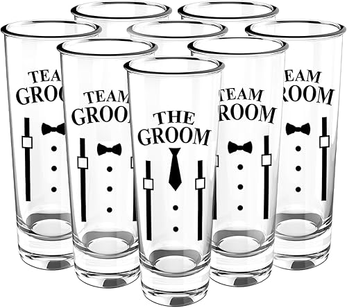 Miniatura 1 de Juego de 8 vasos de chupito para padrinos de boda, con capacidad para 2 onzas.