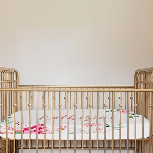 Miniatura 6 de KAINSY Sábana bajera personalizada para cuna de 2 piezas con nombre, sábanas de colchón para cuna para bebés, niños y niñas, mini sábana de cuna