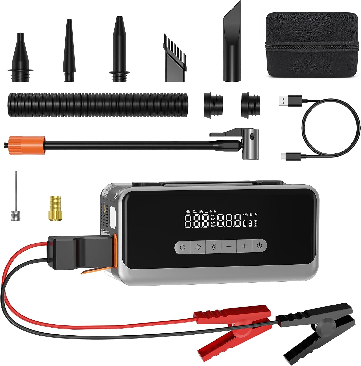 Jump Starter 4000A Peak Portable Car Battery Booster, 12V Lithium Jump Box with LED Light All-in-one for 9L Gas & 8L Diesel Engines