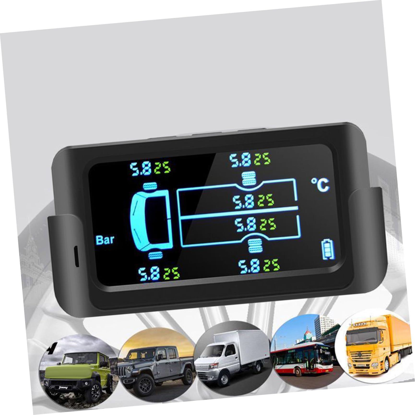 Toddmomy Sistema di Monitoraggio della Pressione Pneumatici Solare per Camion e Camper, 6 Sensori Esterni, Monitoraggio Pressione e Temperatura in Reale, Alimentazione Solare