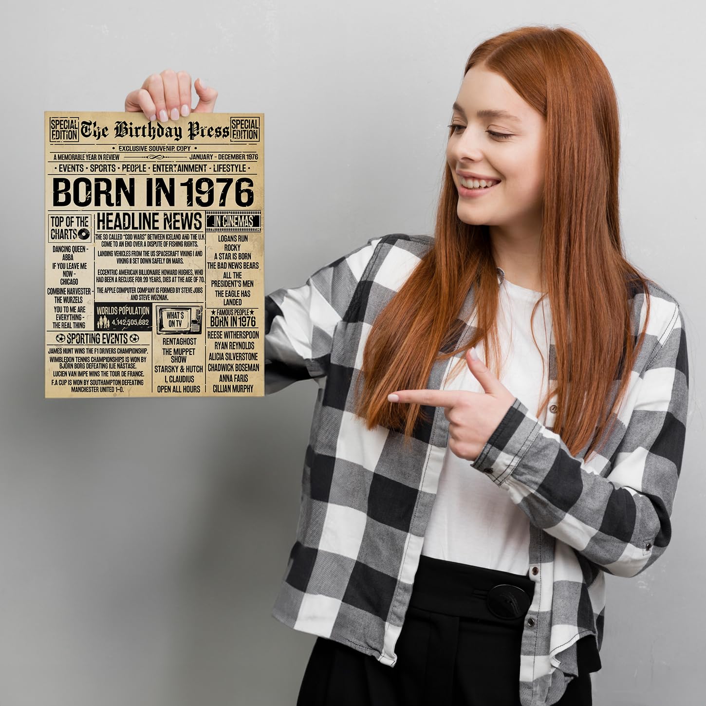 Stuff4 50th Birthday Poster Unframed - Born In 1976 Vintage Newspaper - Happy 50th Birthday Gifts for Women Men Retro Back In 1976, 8x10 Inch Decor Decoration Bday Party — view 6