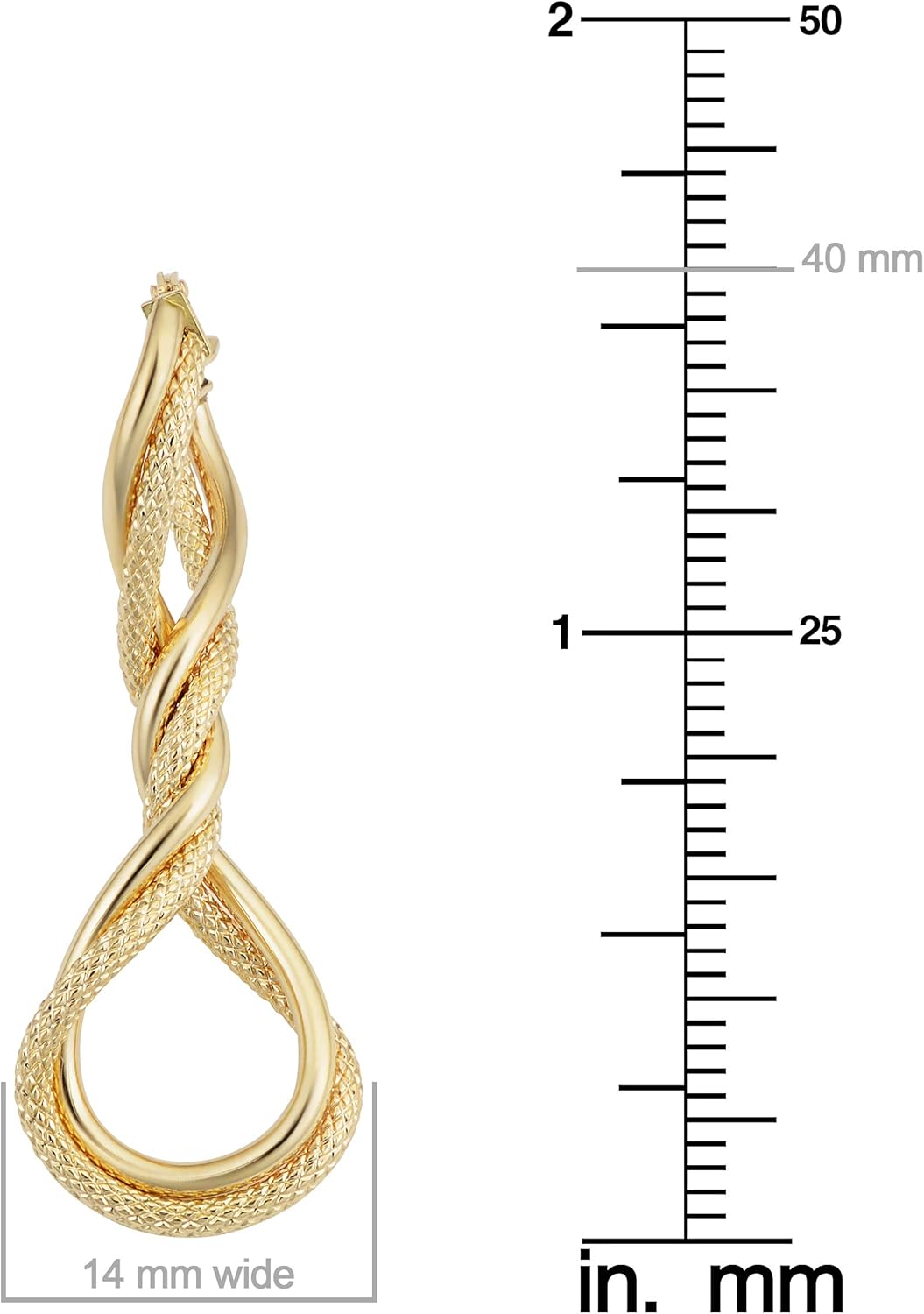 Kooljewelry 10k Yellow Gold Twisted Elongated Hoop Earrings