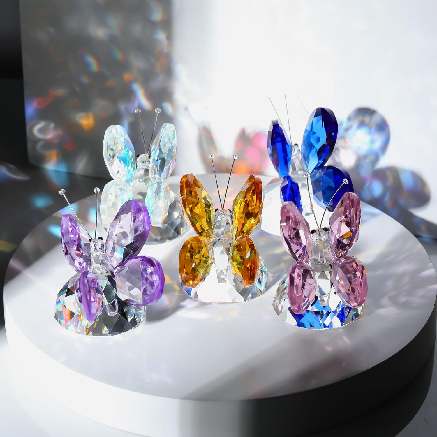 2 PCS Crystal Pink Collectible Butterfly Gifts for Women Butterfly Lovers Glass Animal Figurines Decor for Office Table Home - Image 5