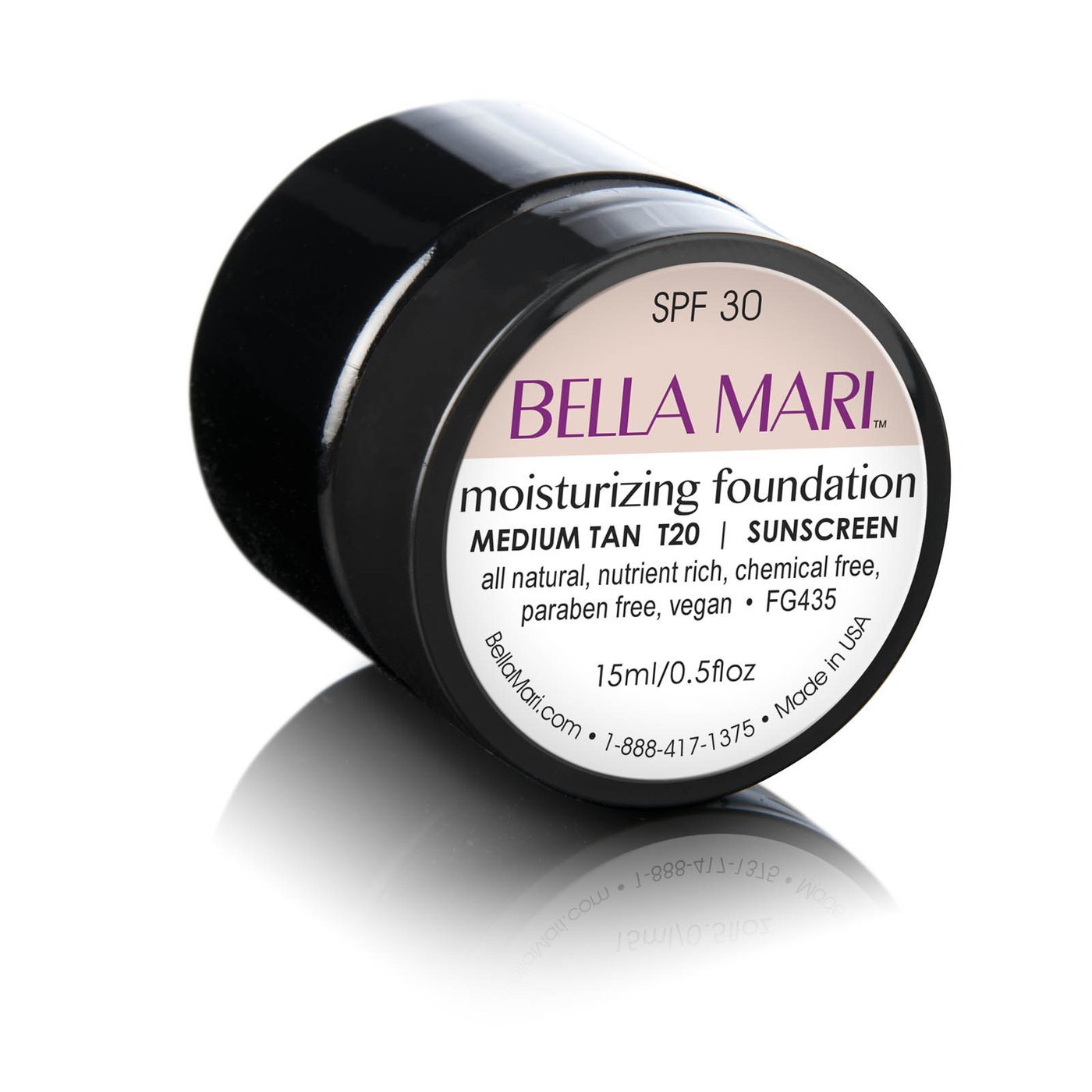 Bella Mari Natural Moisturizing Foundation, Light Honey (H10); 2floz BPA-Free Plastic