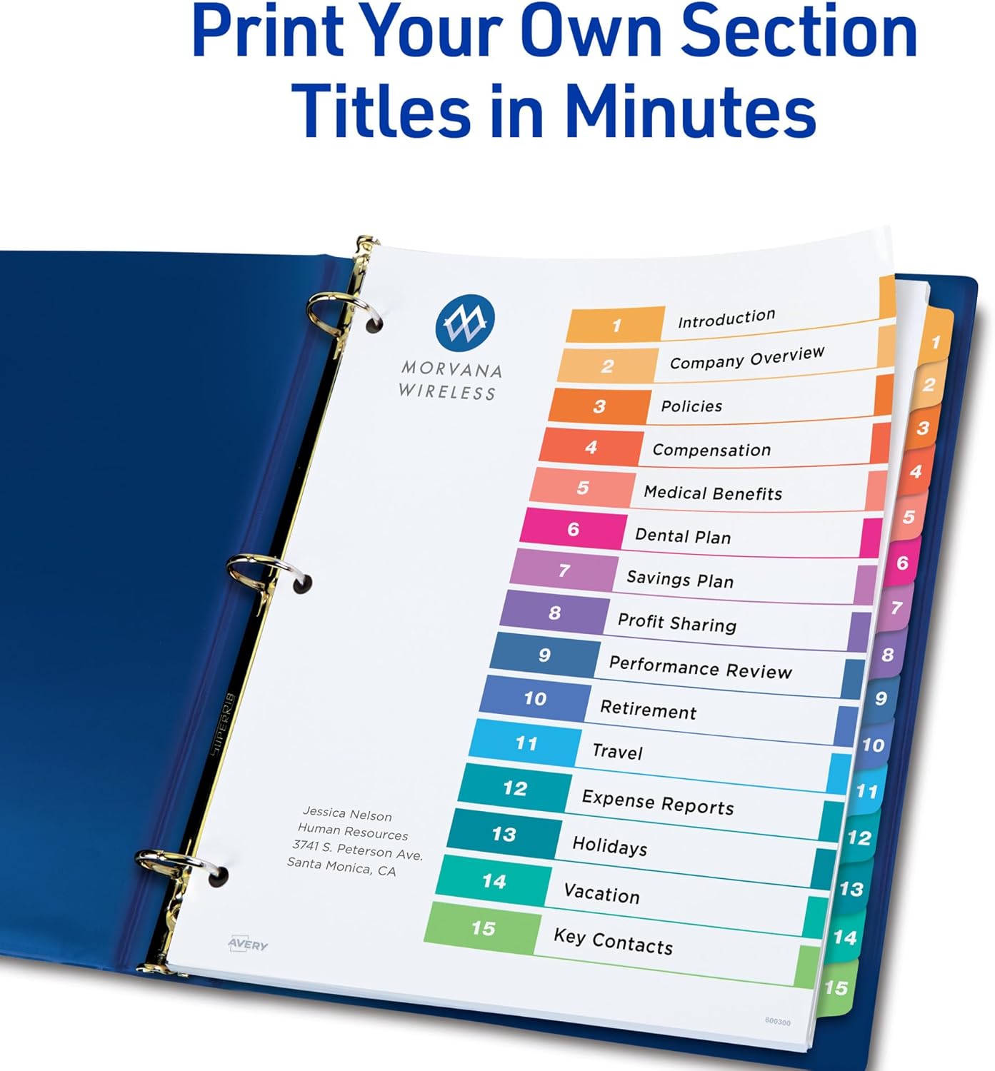 Avery Dividers for 3 Ring Binders,15 Tabs per Set,Customizable Table of-Contents,Multicolor Tabs,Great for Organizing Reports,Projects,and More (3 Sets of 11074),(Pack of 8)