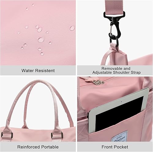 Miniatura 7 de Bolsa de viaje bolsa de lona impermeable para gimnasio bolsa de mano de fin de semana para mujeres con manga de carrito bolsillo húmedo bolsas de