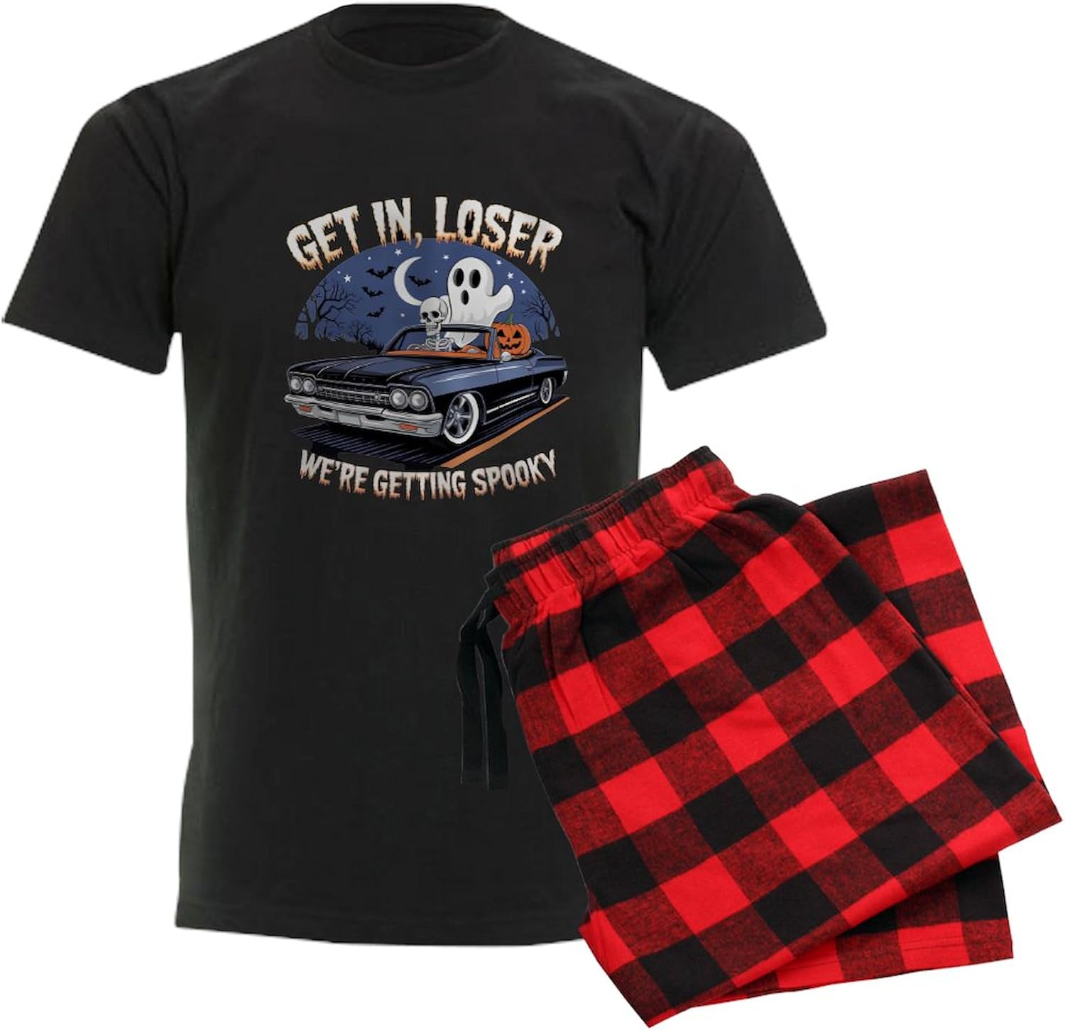 CafePress Spooky Night Rider T Shirt Design Novelty Men's Pajama Set, Comfortable PJ Sleepwear