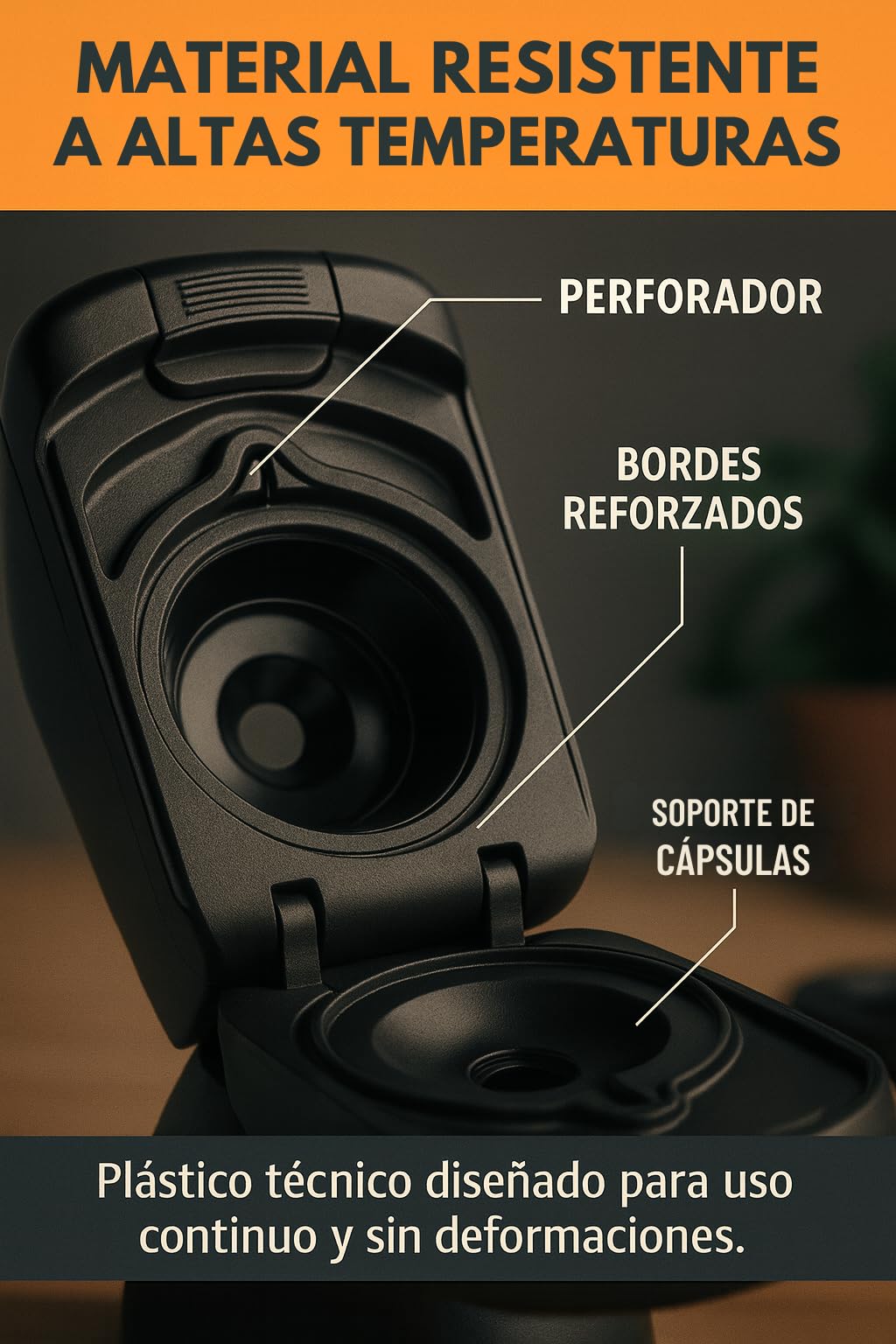 RO Linea Blanca ® Porta Capsulas Compatible Krups Dolce Gusto Lumio MS-624360 Repuesto Original Soporte Cafe KP130 KP310 Compatible DeLonghi EDG325 EDG355 Plastico Negro Alta Temperatura