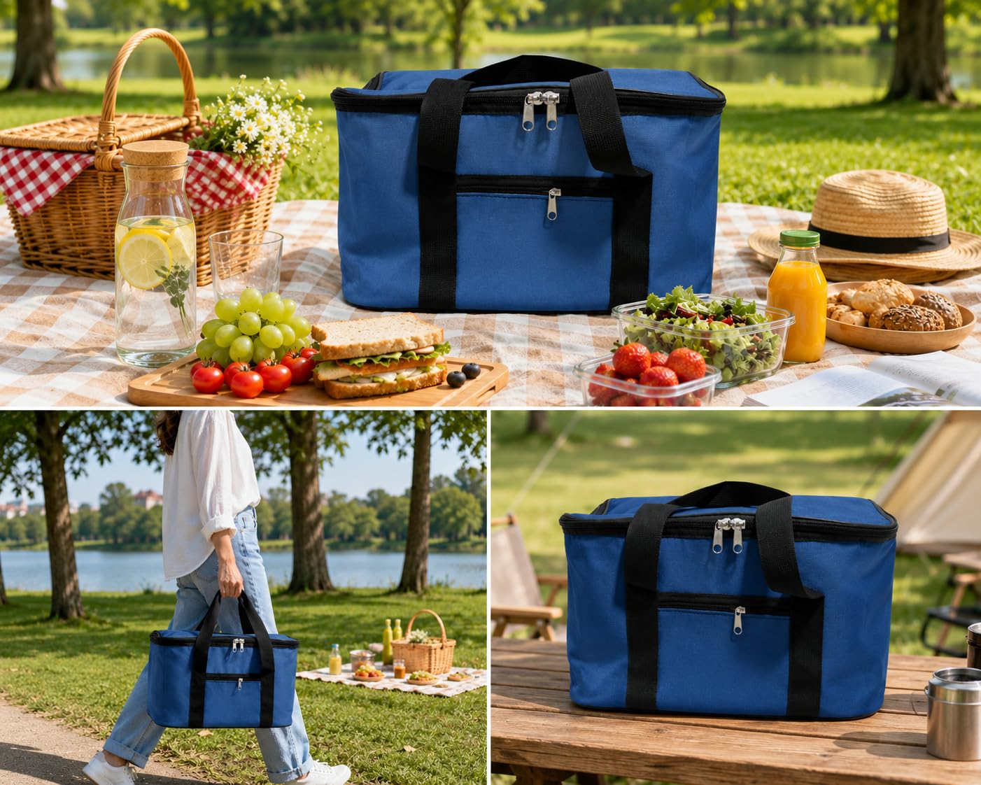 DORDOİ Mavi Renk 22 Litre Termal Piknik ve Taşıma Çantası – Su Geçirmez Kumaş, Kalın Yalıtımlı İç Kaplama, 2 Bölmeli Soğuk-Sıcak Tutucu Çanta (39x27x23 cm)