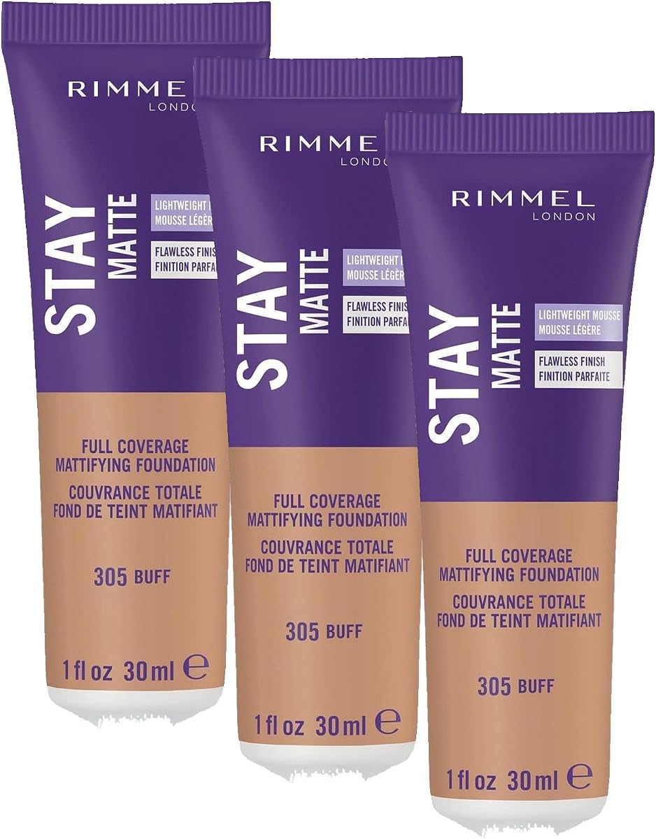 Rimmel Stay Matte Foundation, Buff, 1 Fluid Ounce (Pack of 3)