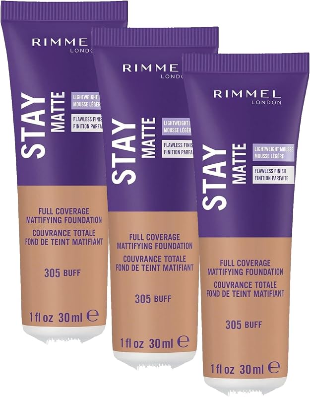 Rimmel Stay Matte Foundation, Buff, 1 Fluid Ounce (Pack of 3)
