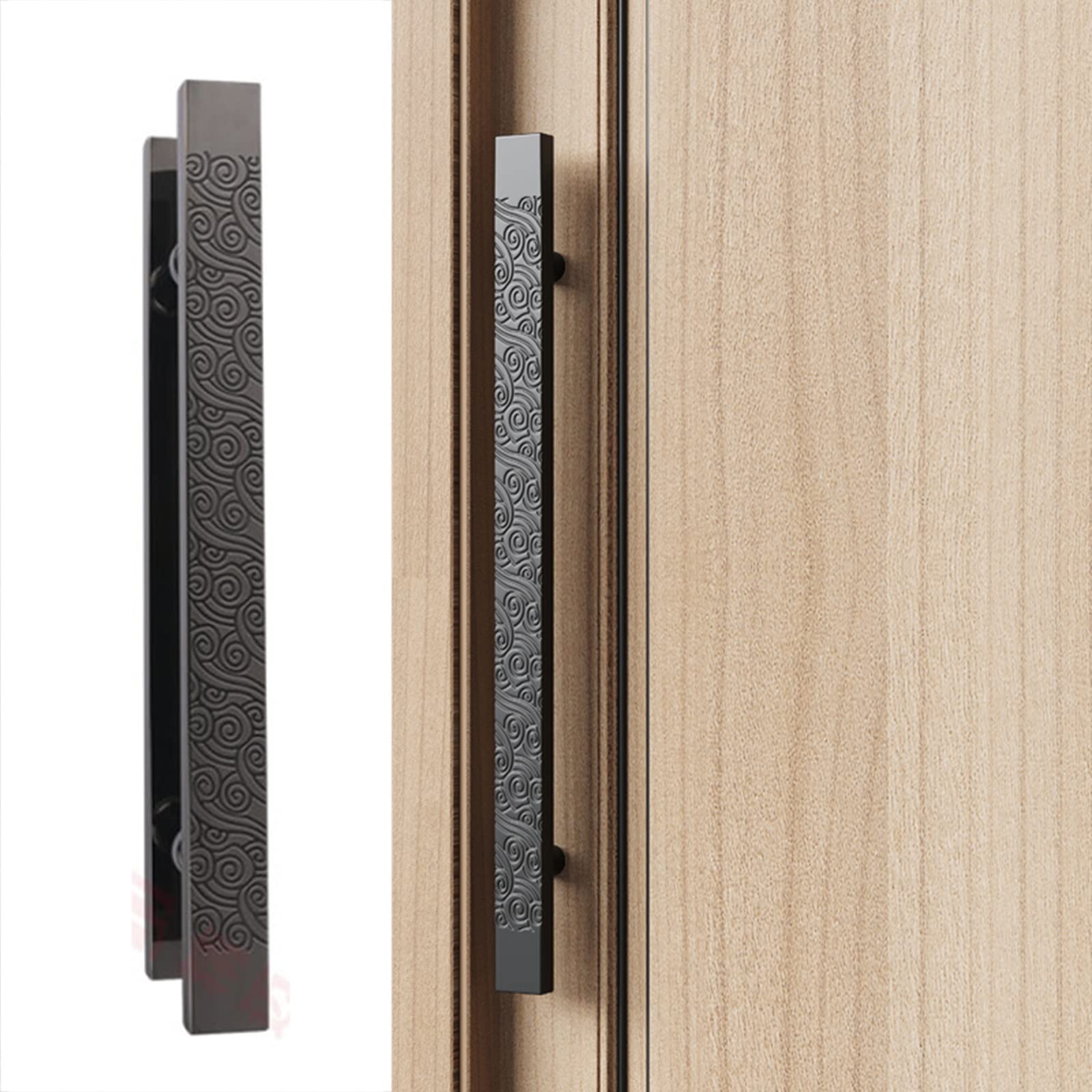 Door Handle Barn Door Sliding Door Handle Sliding Barn Door Handle Pull, Rectangle Commercial Gate Handle, Stainless Steel Pulls Handle for Front Door,Shops, Push Pull D,Titanium-180cm/70.9in - 150cm