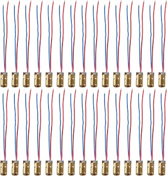 30 Packs Red Dot Laser Diode Module 10-Pack, 5V 5mW 650nm Pre-Wired Laser Head, 6.5mm Diameter Emitter for Electronics Projects, DIY, and Science Experiments