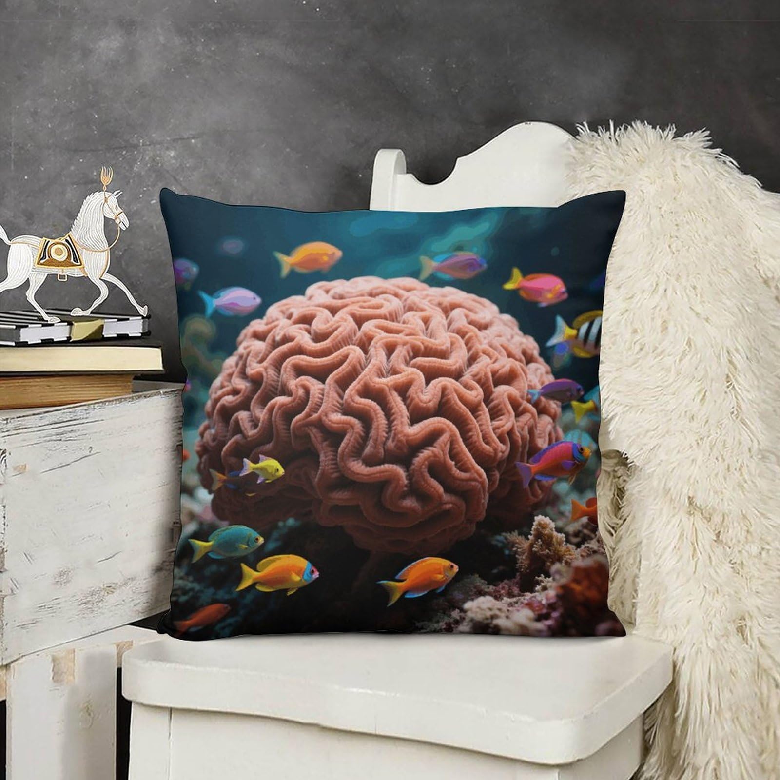FodPand Boho Farmhouse BrainCoral Pillow Covers with Hidden Zipper 24x24 Soft Plush Cushion Cover Decorative Throw Pillow Cases for Couch Bed Sofa Living Room Indoor Outdoor Home Decor