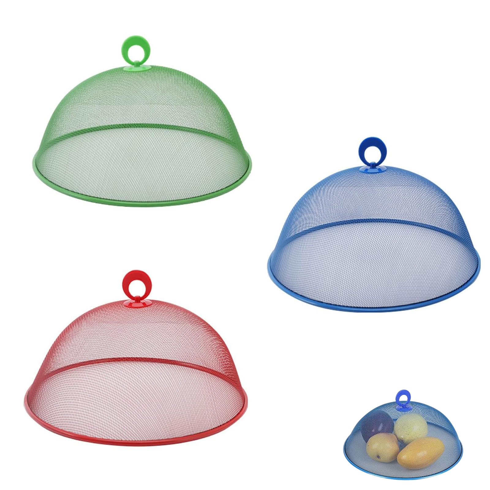 JAWAI 3 Pieza Protector de Cubierta de Comida, Cubierta Comida Malla Metálica, Cubierta de Malla para Alimentos, con Manija, Cubierta de Verduras con Alimentos a Prueba de Moscas e Insectos