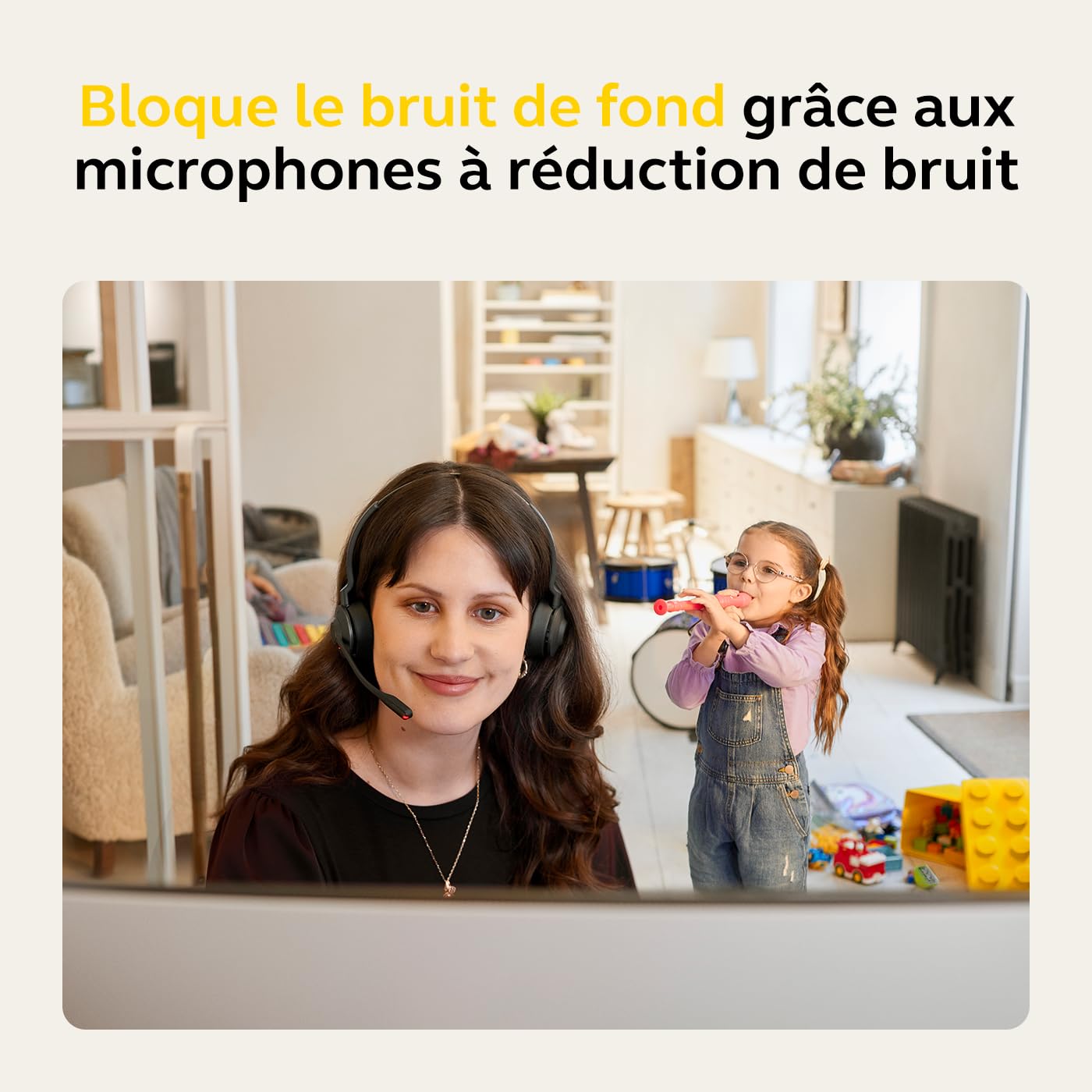 Jabra Engage 55 - Micro-casque stéréo sans fil avec adaptateur DECT USB-C Link 400, Microphone à réduction de bruit - Portée étendue et protection auditive - Certifié MS Teams - Noir