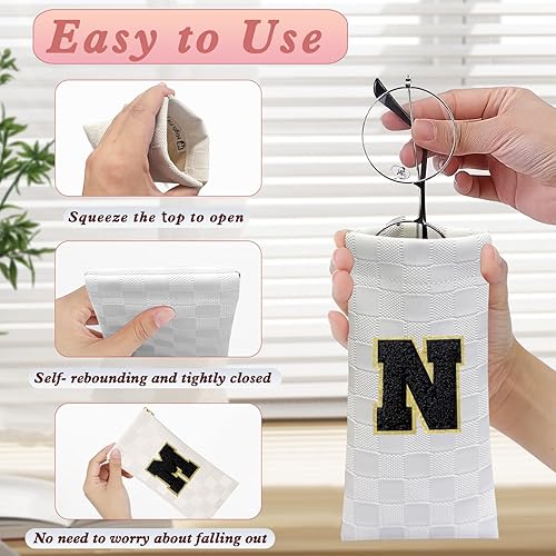 Miniatura 4 de HIGH FIT Bolsa para gafas de sol, bolsa suave para gafas, portátil, con inicial, estuche de viaje para mujeres y niñas